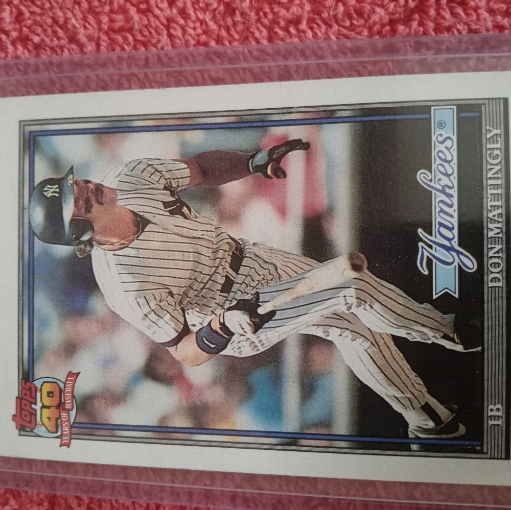 Topps Don Mattingly Card with Blue and White Text